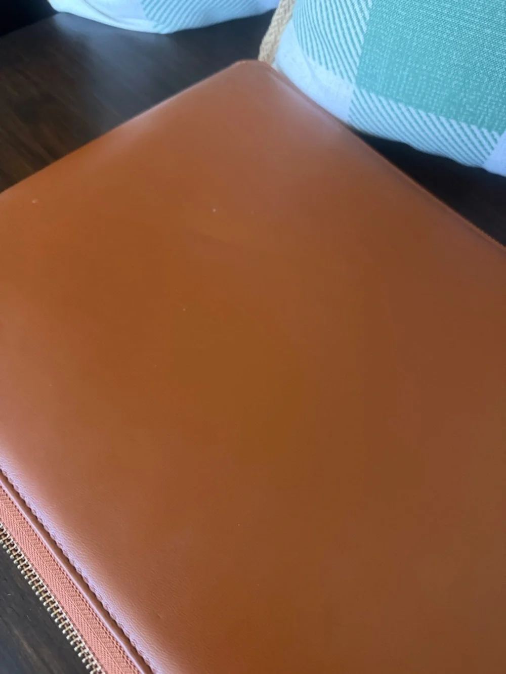 Laurel Denise brown Leather Zip Portfolio midnight pencil Pouch - Picture 5 of 7